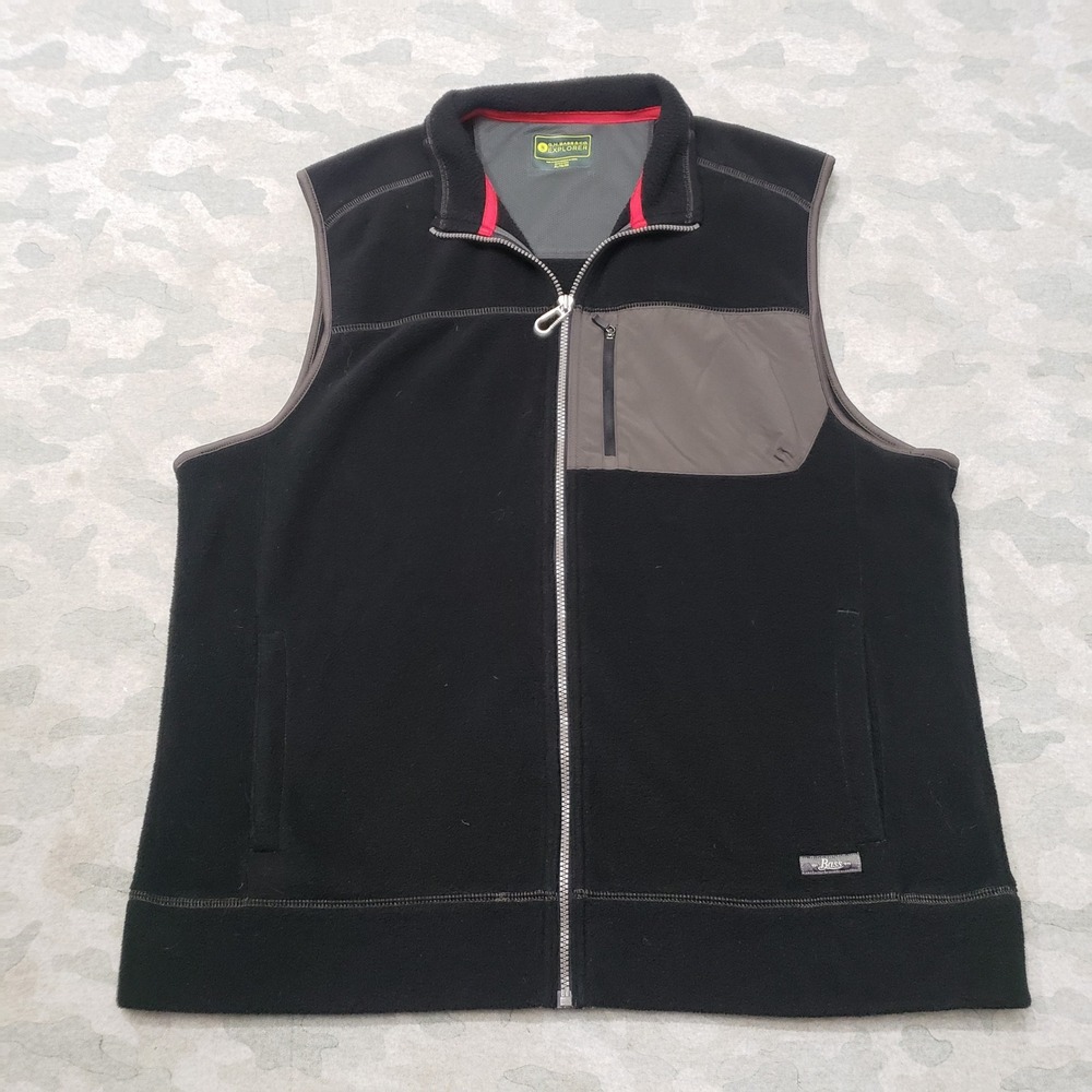 G.H. Bass Explorer Vest Mens XL Black Fleece Full Zip Outdoor Workwear